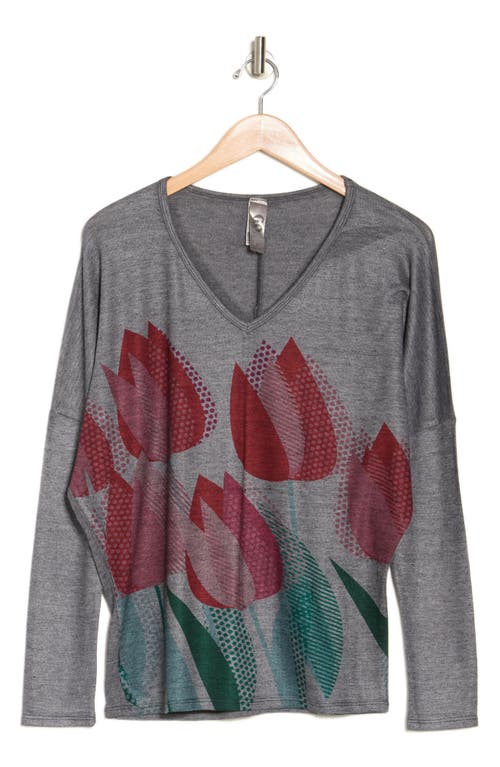 Shop Go Couture Open V-neck Spring Sweater In Grey/summer Song