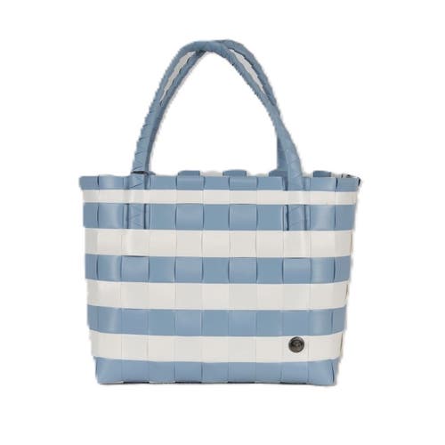 Handed By Paris Spirit Recycled Tote Bags In Faded Blue/white