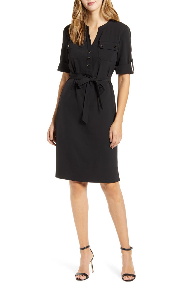 Anne Klein Belted Shirtdress, Main, color, 