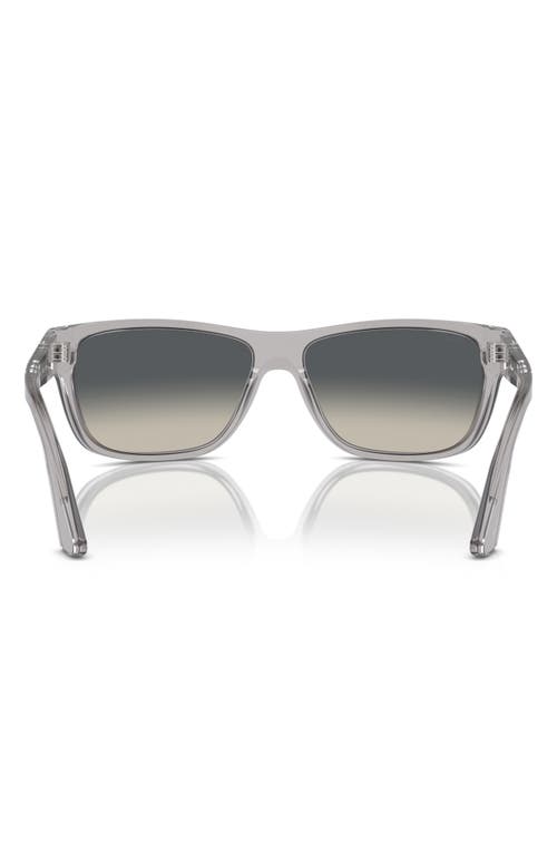 Persol 63mm Oversize Gradient Rectangular Sunglasses In Transparent Grey