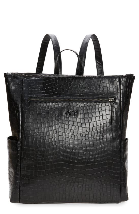 Freshly Picked Minimal Croc Embossed Faux Leather Diaper Backpack In Night
