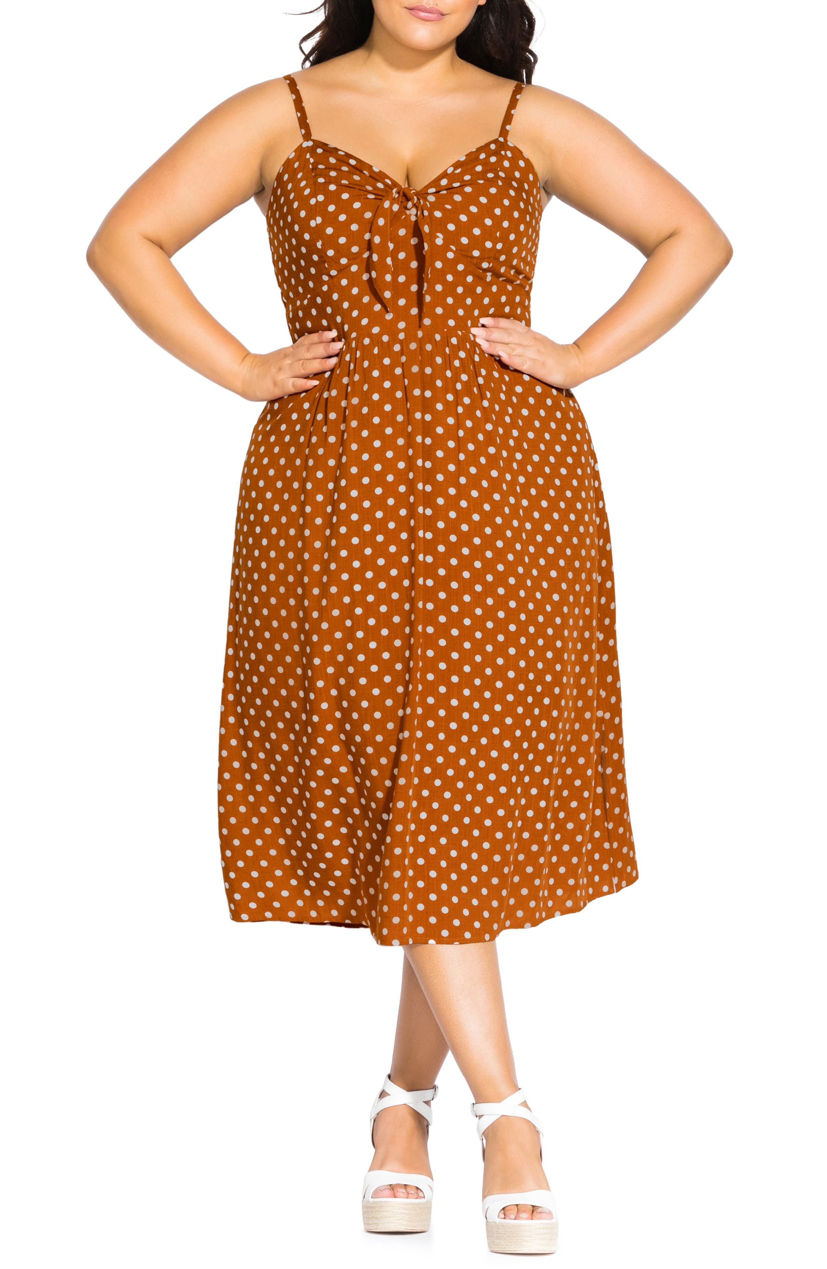 Plus Size City Chic Cheeky Knot Midi Sundress, White