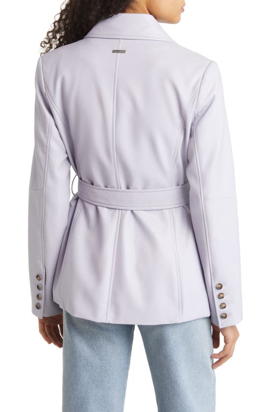 SANCTUARY BELTED FAUX LEATHER BLAZER