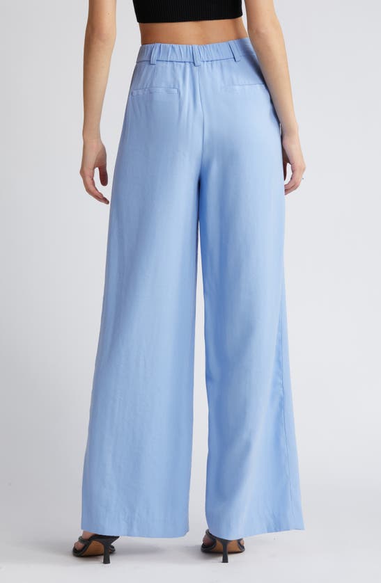 Shop Open Edit High Waist Wide Leg Trousers In Blue Hydrangea