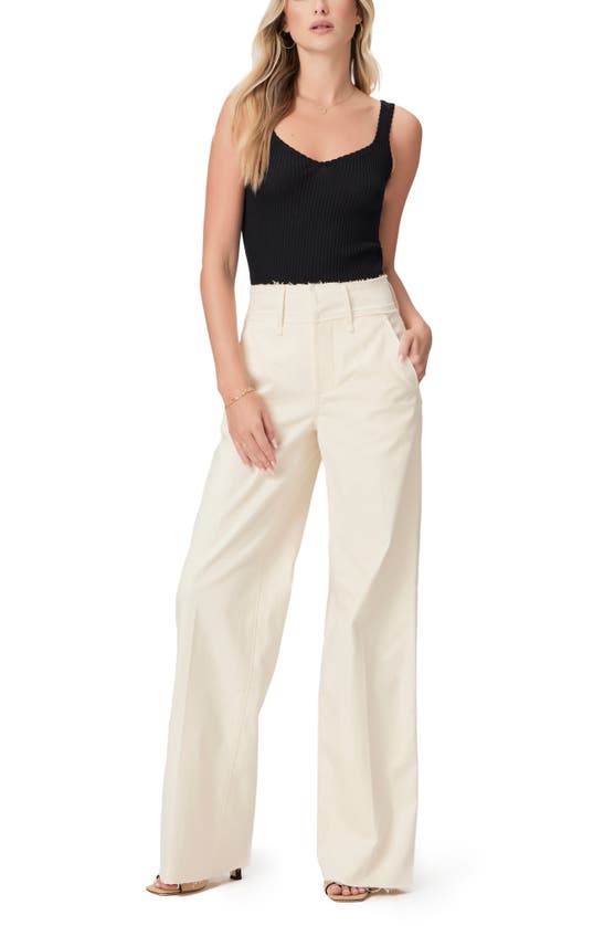 Shop Paige The Nines Collection Sasha Raw Hem High Waist Wide Leg Trouser Jeans In Natural Blonde