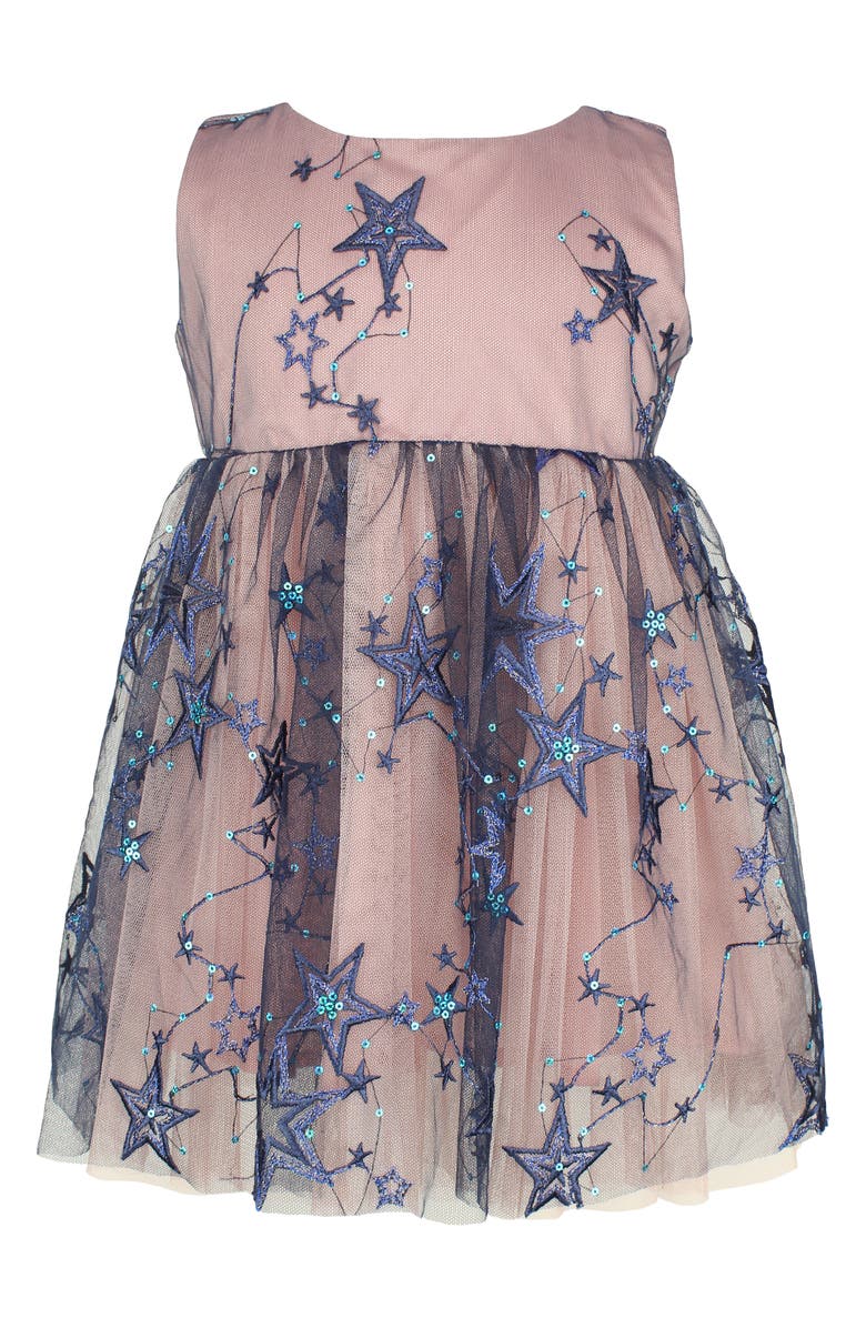 POPATU Sequin & Star Sleeveless Tulle Dress, Main, color, NAVY