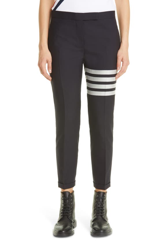 THOM BROWNE 4-BAR WOOL CROP SKINNY PANTS,FTC025V-06146