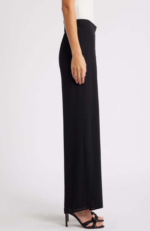 Shop Anne Klein Chiffon Overlay Wide Leg Pants In Anne Black