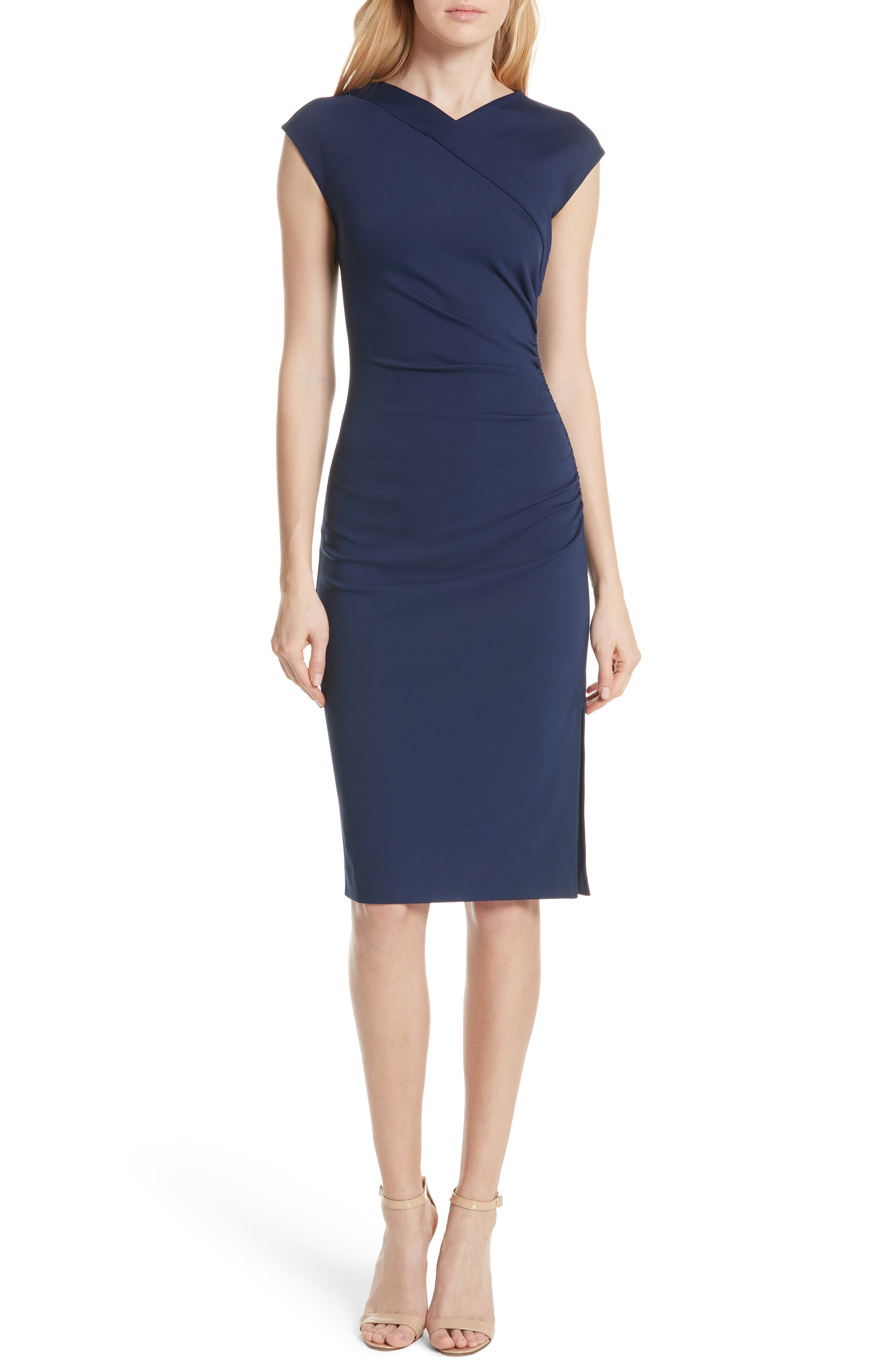 dvf cap sleeve ruched jersey dress