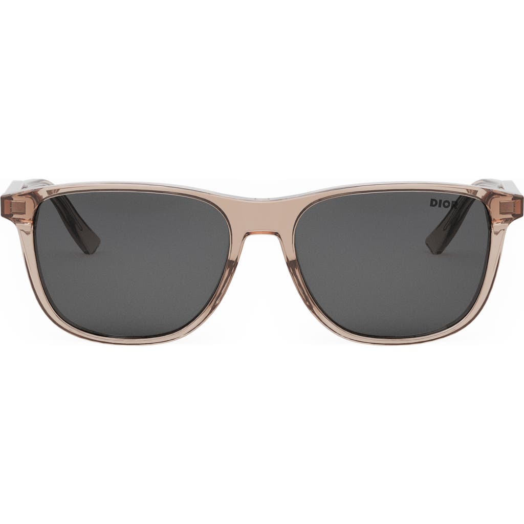 Dior In S3i 56mm Rectangular Sunglasses In Shiny Pink/smoke
