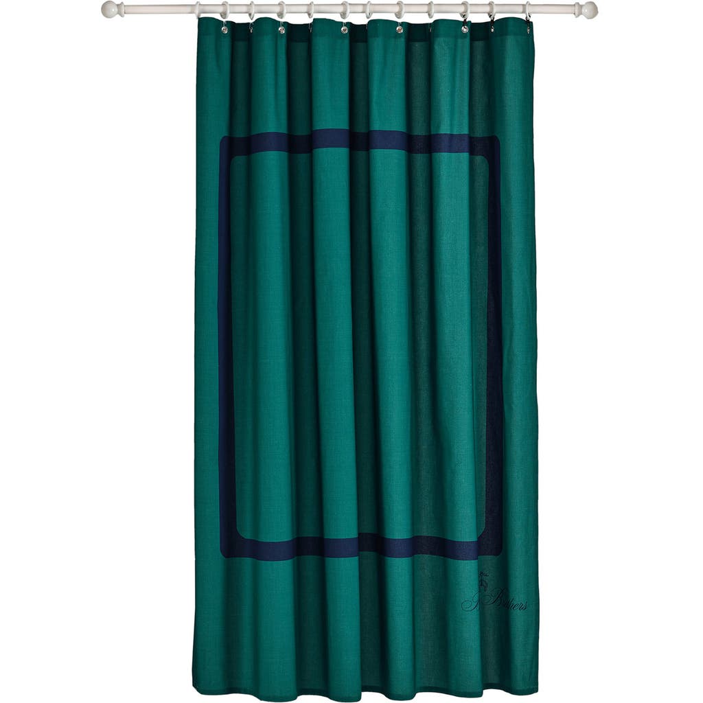 Shop Brooks Brothers Contrast Frame Shower Curtain In Deep Jungle