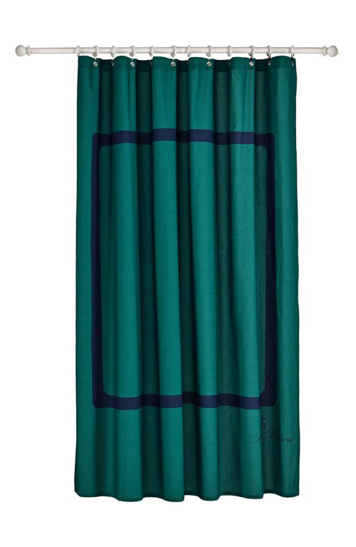 Shop Brooks Brothers Contrast Frame Shower Curtain In Deep Jungle