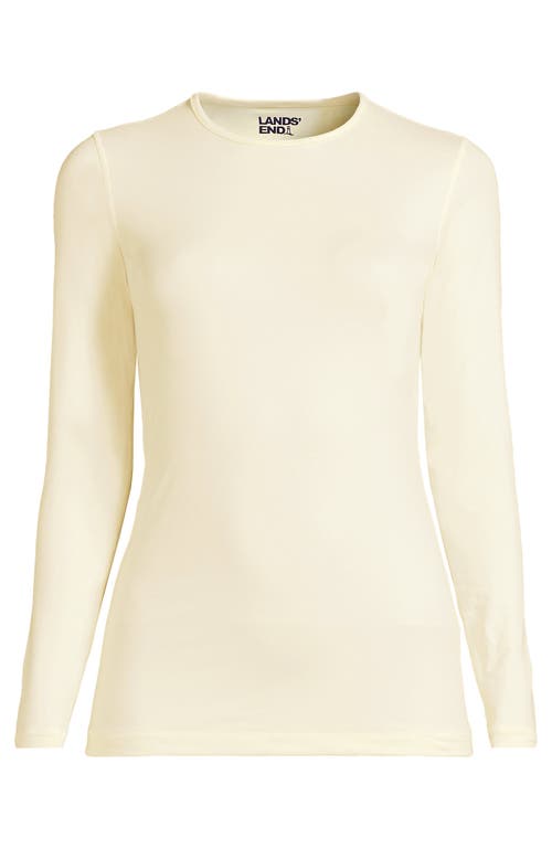 Lands' End Plus Size Baselayer Cozy Thermaskin Crewneck Top In Fresh Ivory