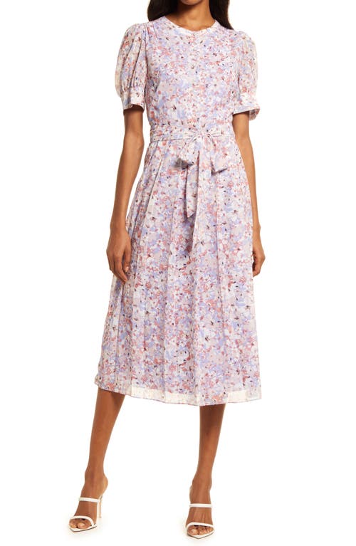 Chelsea28 Floral Puff Sleeve Midi Dress in Purple-Pink Pretty Floral at Nordstrom, Size X-Small