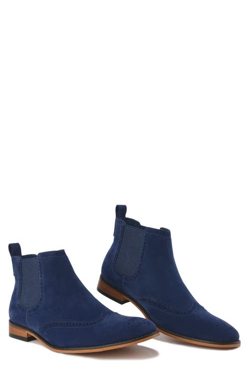 Gino Vitale Wingtip Chelsea Boot In Blue