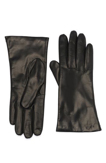 Portolano Tech Cashmere Lined Nappa Leather Gloves In Black