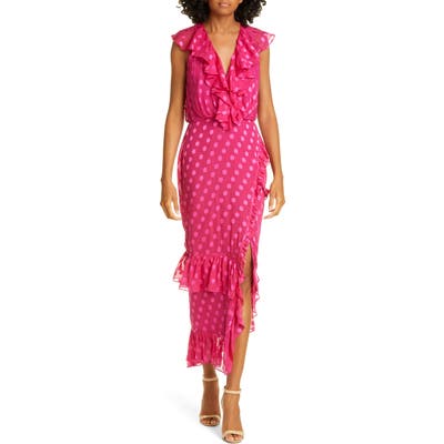 Saloni Anita Ruffle Trim Burnout Dress