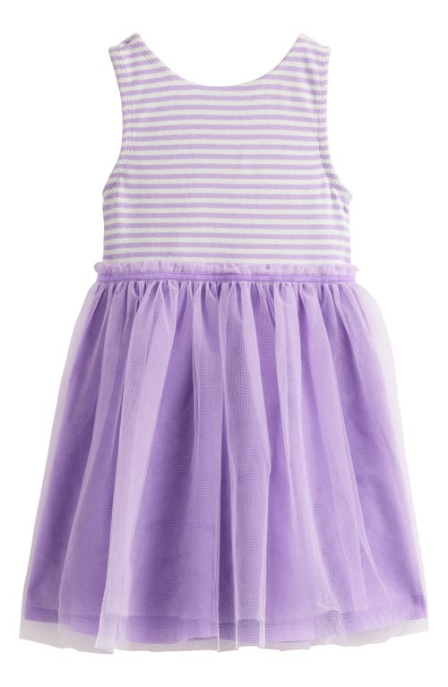 Mini Boden Kids' Stripe Jersey & Tulle Tank Dress In Misty Lavender/ivory Stripe