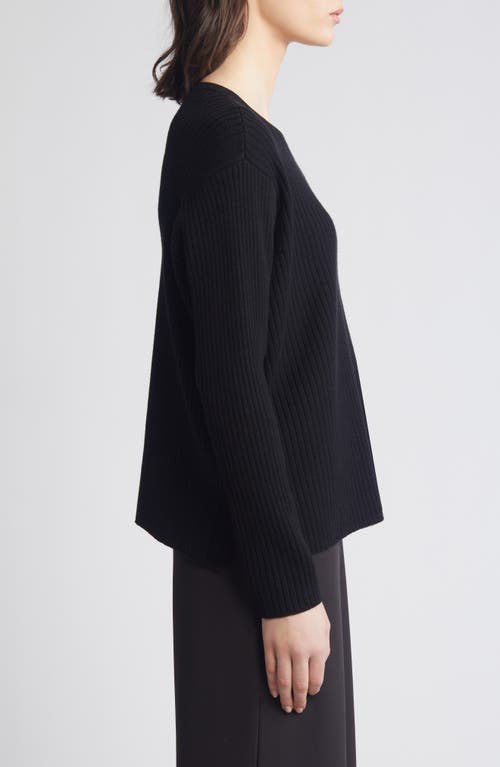 Shop Eileen Fisher Crewneck Rib Sweater In Black