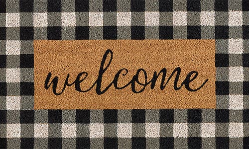 Design Imports Checkers Welcome Doormat In Black/white/natural