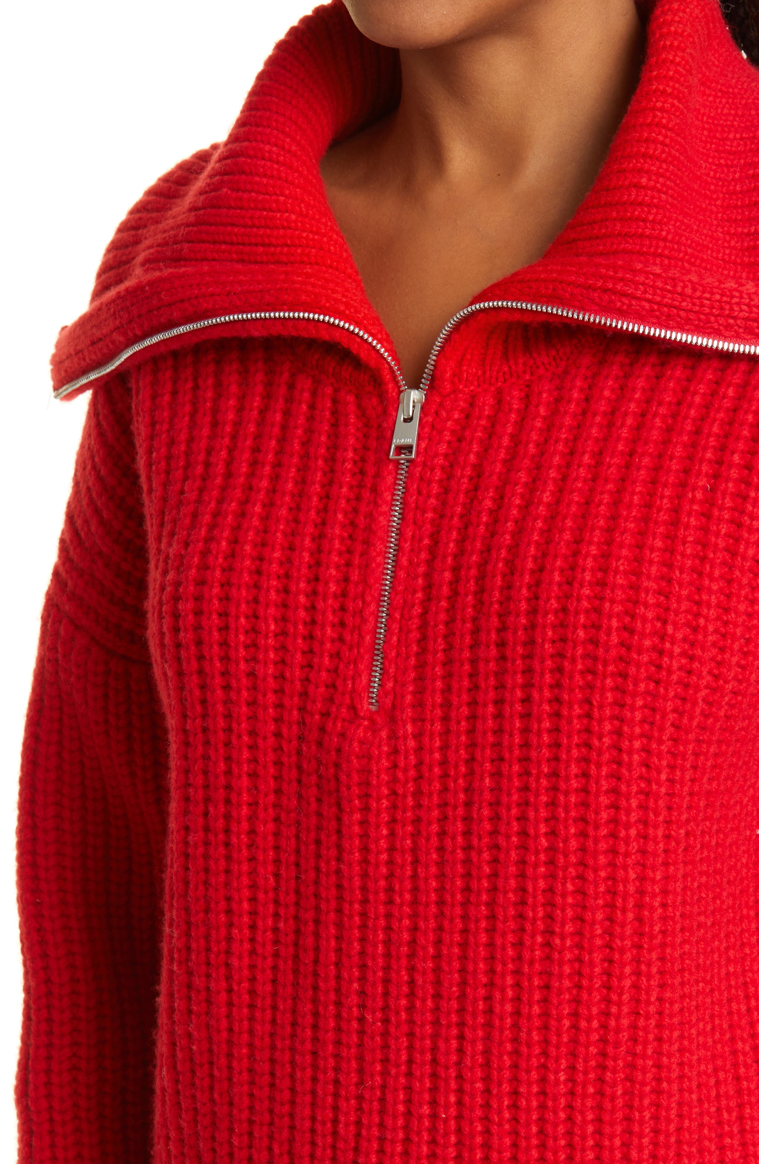 Frame Half Zip Rib Knit Sweater in Garnet at Nordstrom, Size Large
