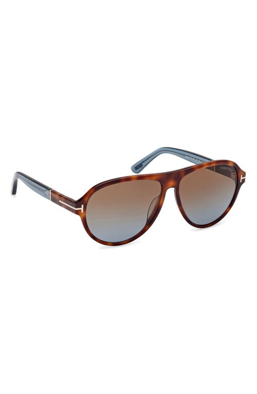 Shop Tom Ford Quincy 59mm Pilot Sunglasses In Shiny Havana/brown To Blue