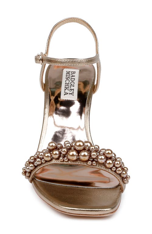 Shop Badgley Mischka Collection Caitlyn Metallic Satin Sandal In Bronze