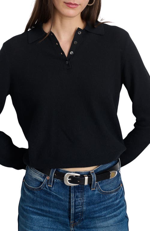 Alex Mill Alice Long Sleeve Polo In Black