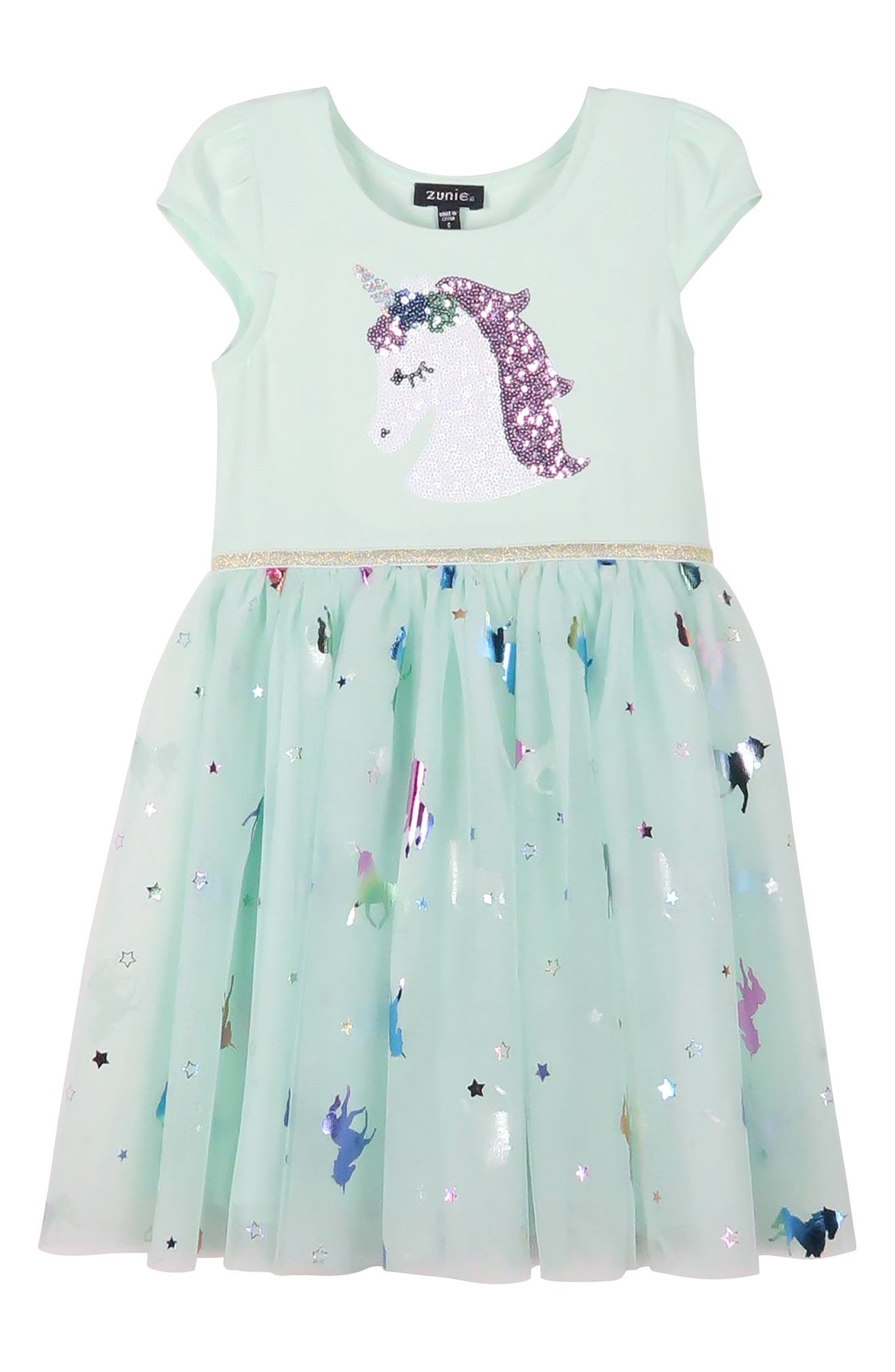 Zunie Kids' Short Sleeve Unicorn Dress 