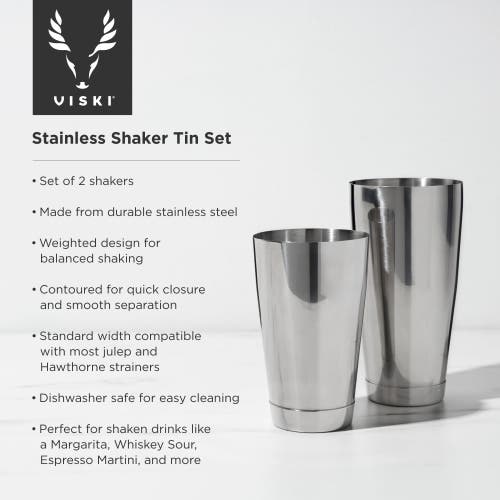 Viski Stainless Shaker Tin Set In Silver