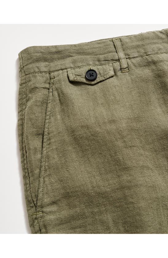 Shop Billy Reid Moore Flat Front Linen Shorts In Olive