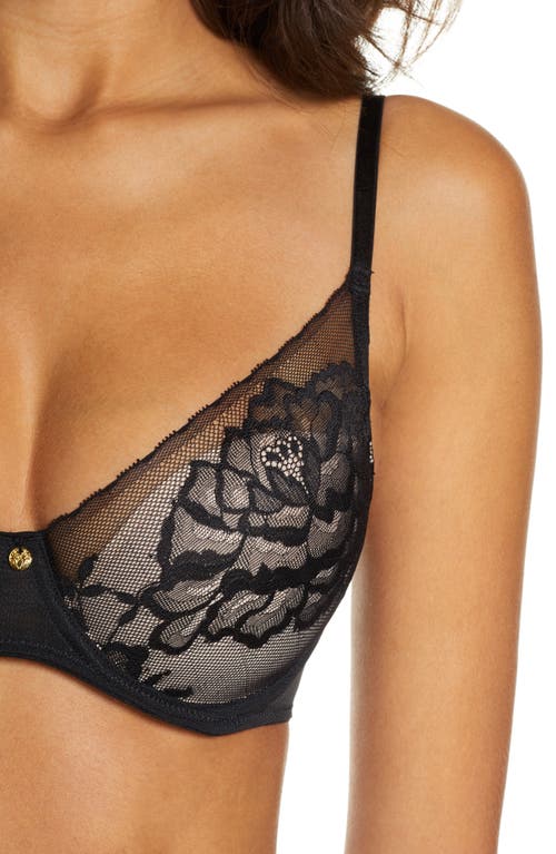 Natori Flora Underwire Bra In Black/light Mocha