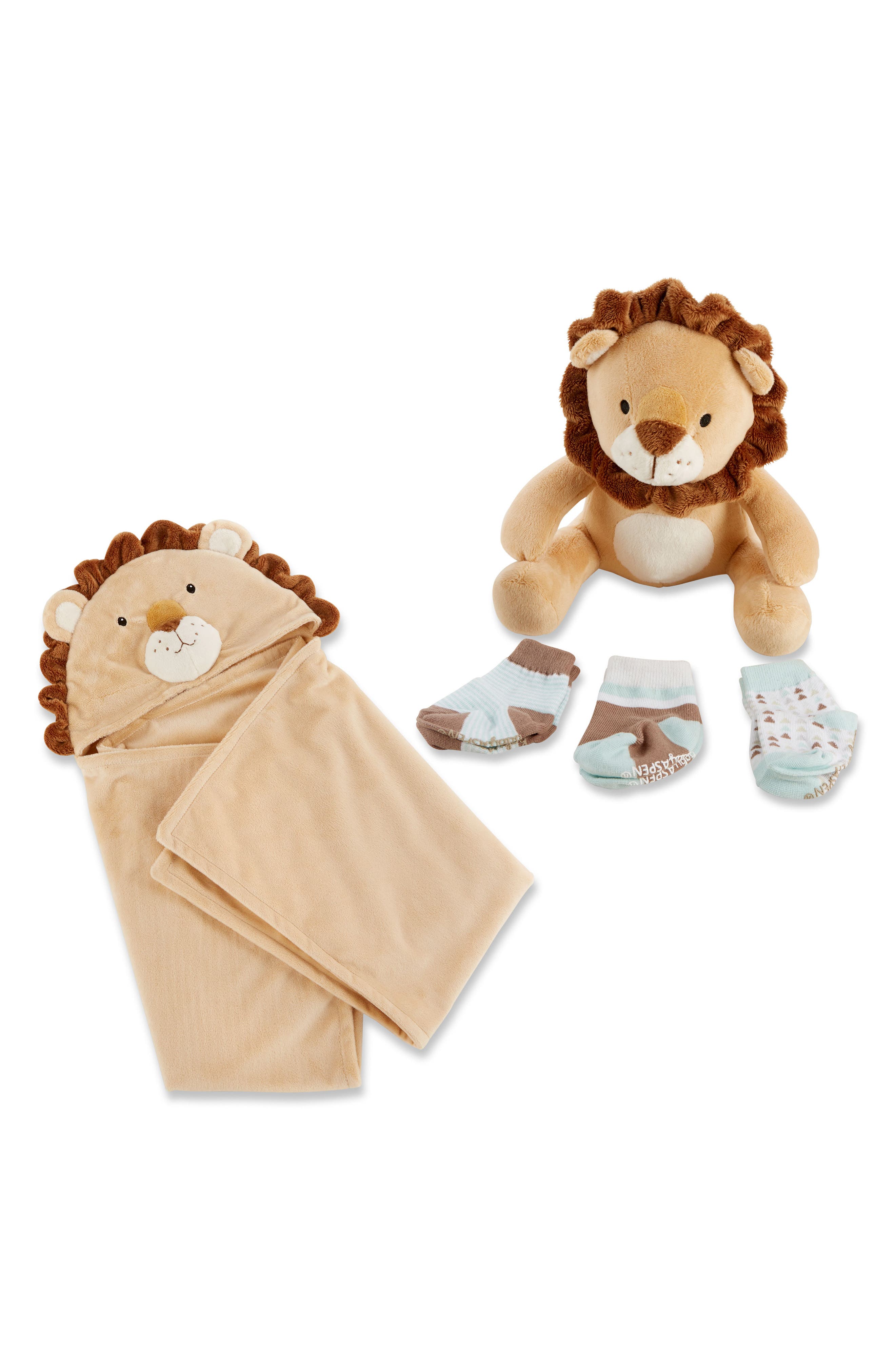 Baby Aspen Lion Hooded Blanket Tan//Brown//Beige