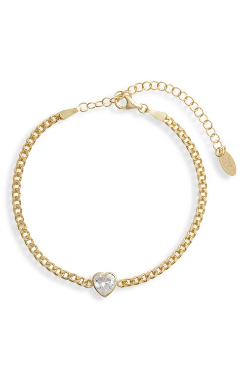 SHYMI Fancy Shape Cubic Zirconia Curb Chain Bracelet in Gold/White/heart