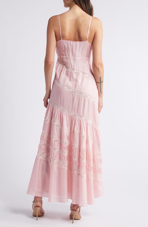 Shop Loveshackfancy Idalia Lace Trim Silk Dress In Positano Pink