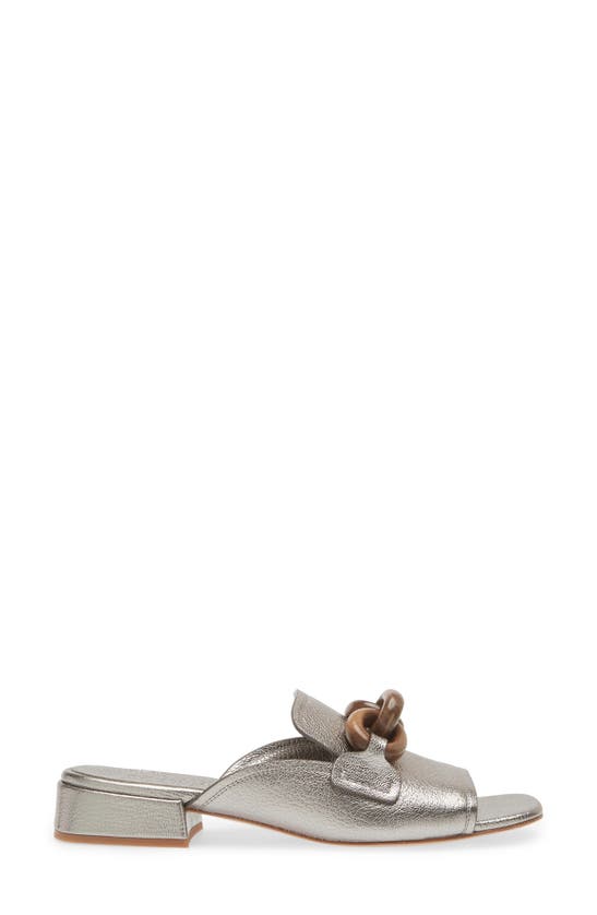 Pedro Garcia Enna Slide Sandal In Steel Petitgrain Lame