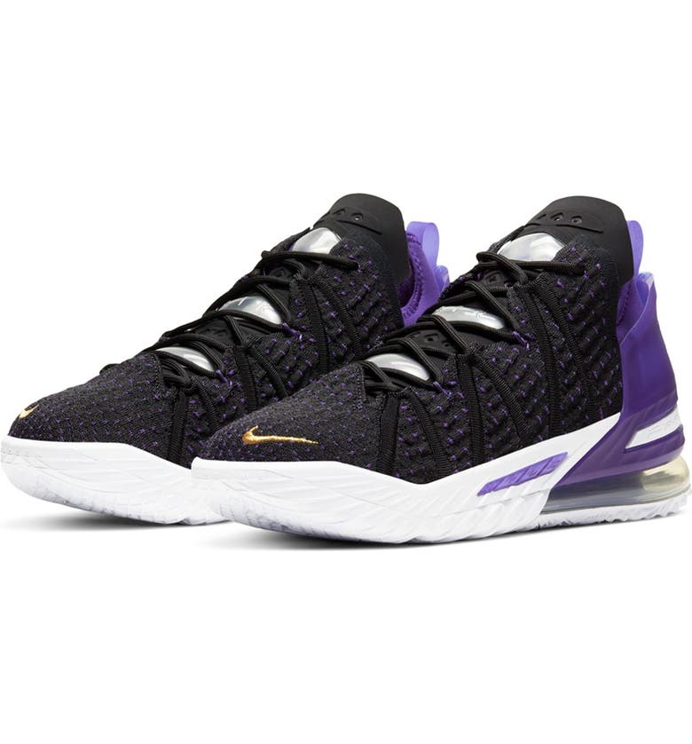 NIKE Lebron XVIII Sneaker, Main, color, 4 BLACK/GOLD-PURPLE-WHITE