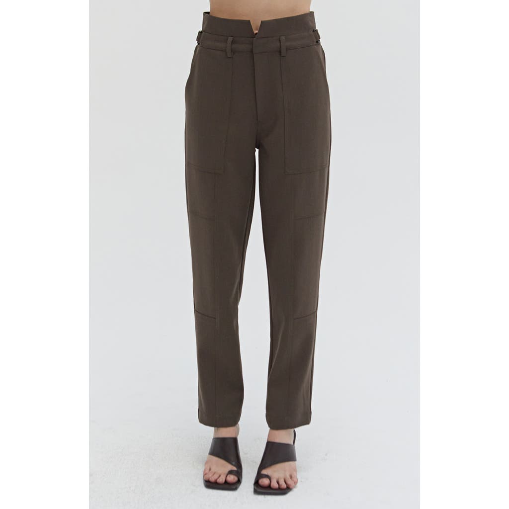 Crescent Taylor Seam Detailed Pants In Brown In Espresso