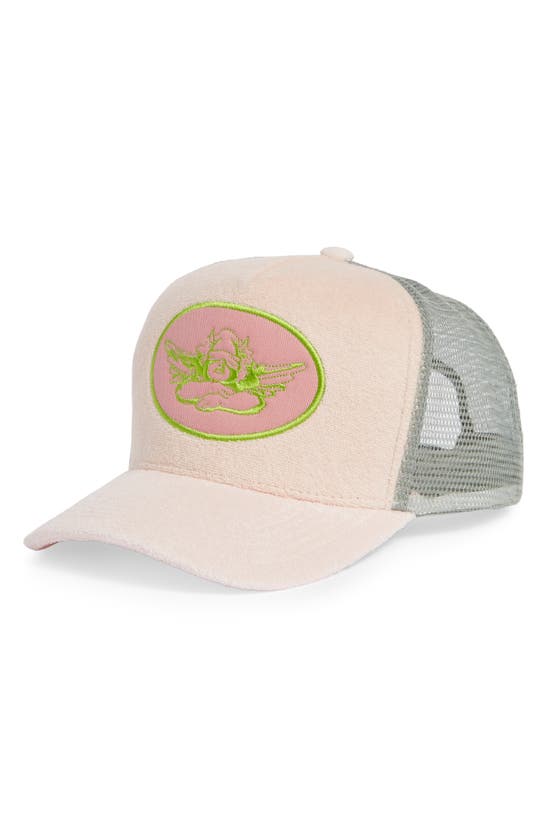 Shop Boys Lie Logo Patch Terry Cloth Trucker Hat In Pink