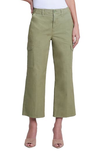Shop L Agence L'agence Zoella Stretch Cotton Crop Cargo Pants In Soft Army