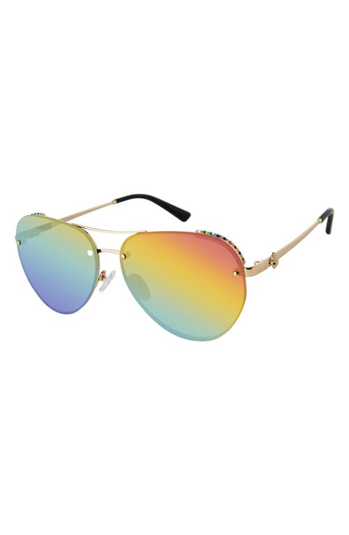 Kurt Geiger 60mm Aviator Sunglasses In Gold Black/rainbow