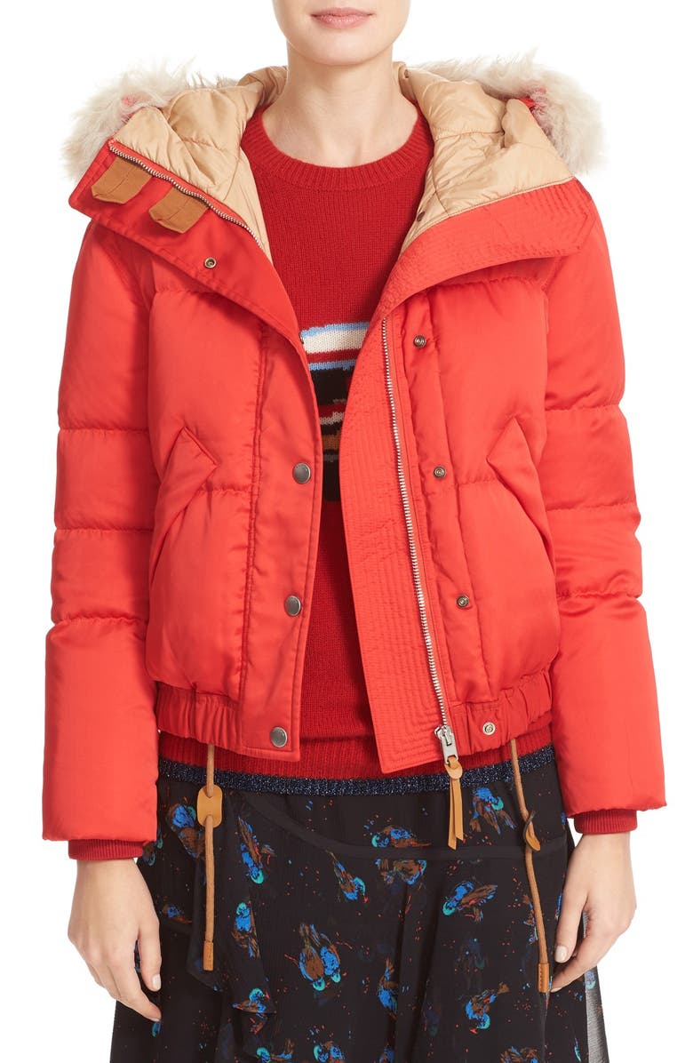 COACH 1941 Icon Puffer Jacket with Genuine Shearling Trim | Nordstrom