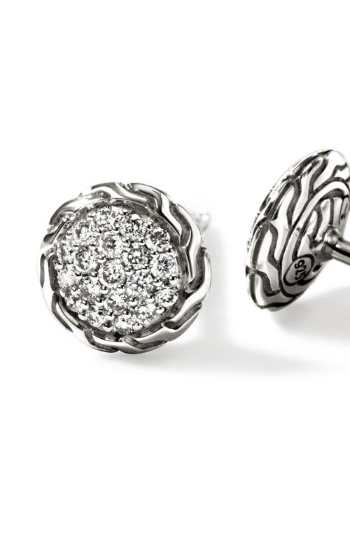 Shop John Hardy Jh Essential Pavé Stud Earrings, Sterling Silver, Diamonds In Silver/diamond