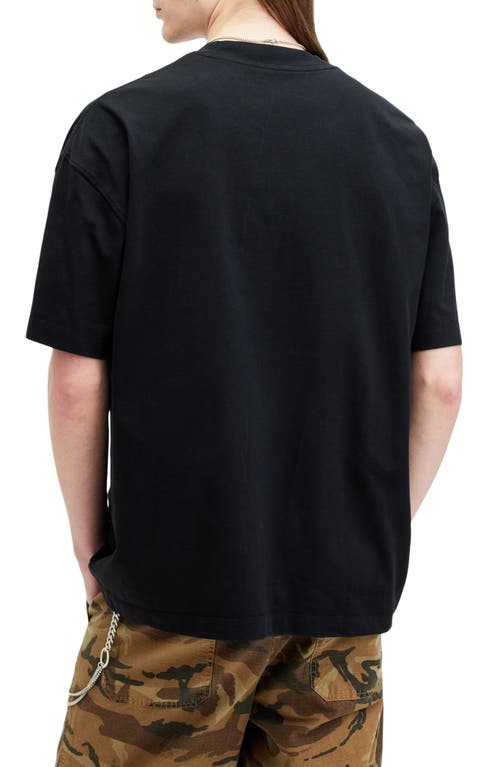 Shop Allsaints Below Logo Cotton Graphic T-shirt In Washed Black