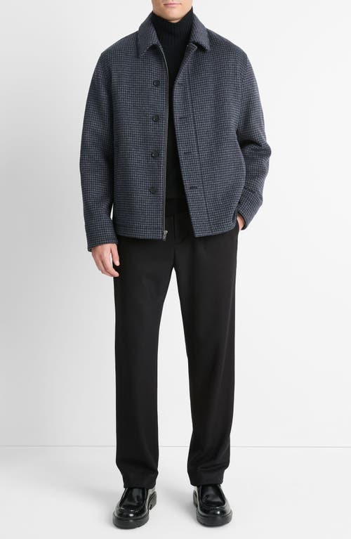 Shop Vince Houndstooth Wool Blend Deck Jacket In Coastal/grey