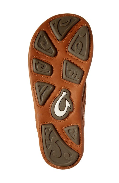 Shop Olukai Aho Leather Flip Flop In Fox/fox