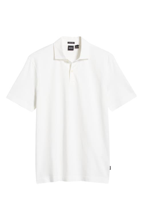 Shop Hugo Boss Boss Press Slub Linen Blend Piqué Polo In White