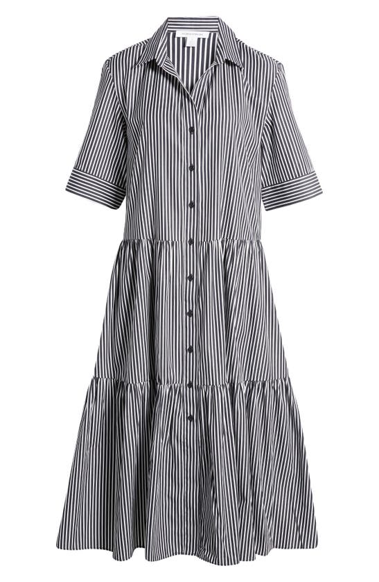 Nordstrom Tiered Shirtdress In Navy- White Samba Stripe
