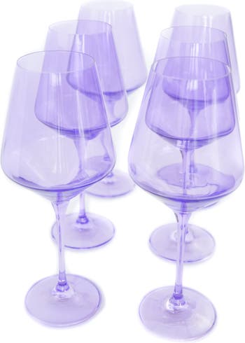 Estelle Colored Glass Tinted Stemless Wine Glasses 6-Piece Set - Rose