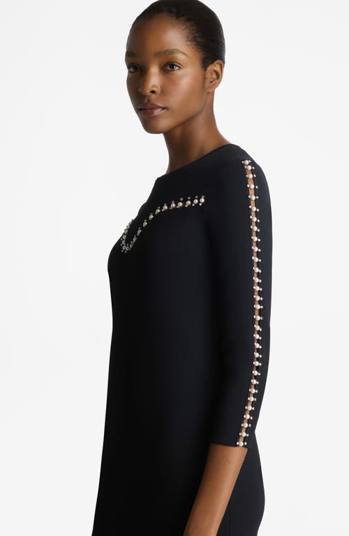 Shop St John St. John Collection Embellished Milano Knit Dress In Black